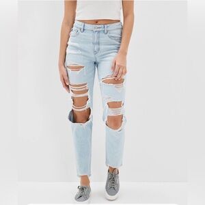 American Eagle Distressed Mom Straight Jeans